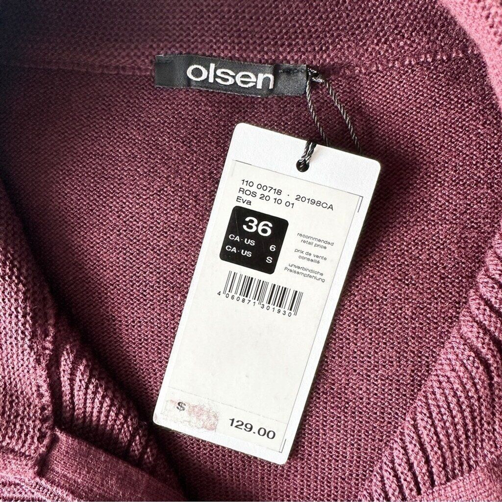 Olsen Long Sleeve Mock Neck Full Zip Ribbed Sweater Size Small Maroon Purple New - Picture 12 of 15